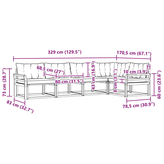 Set de canapele de exterior cu pernă 5 pcs Alb și crem WALTI
