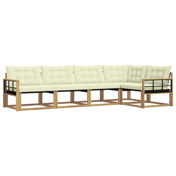 Set de canapele de exterior cu pernă 5 pcs Alb și crem WALTI