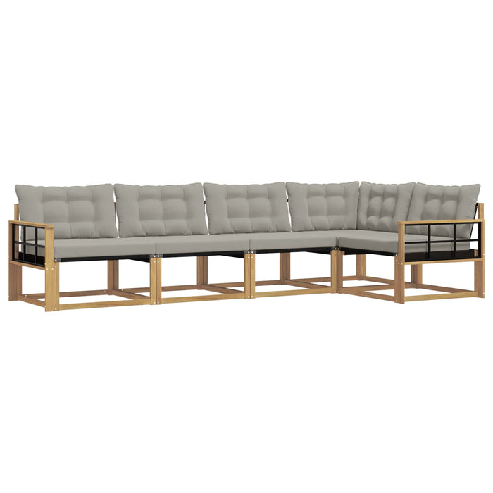 Set de canapele de exterior cu pernă 5 pcs Alb și gri deschis WALTI