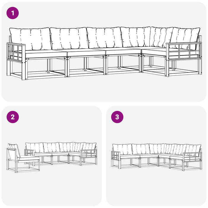 Set de canapele de exterior cu pernă 5 pcs Alb și gri deschis WALTI