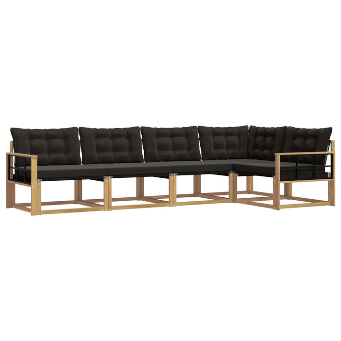 Set de canapele de exterior cu pernă 5 pcs Alb și negru WALTI