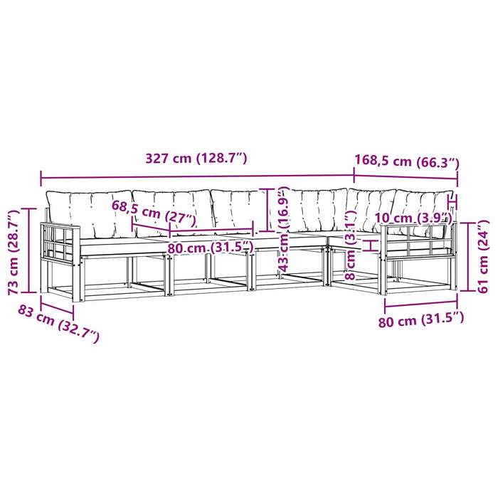 Set de canapele de exterior cu pernă 5 pcs Alb și Bej WALTI