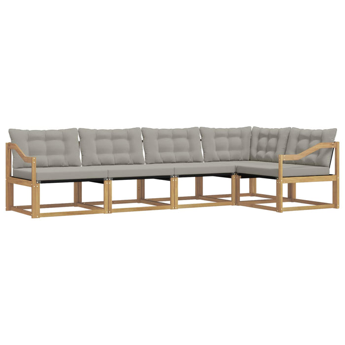 Set de canapele de exterior cu pernă 5 pcs Alb și gri deschis WALTI