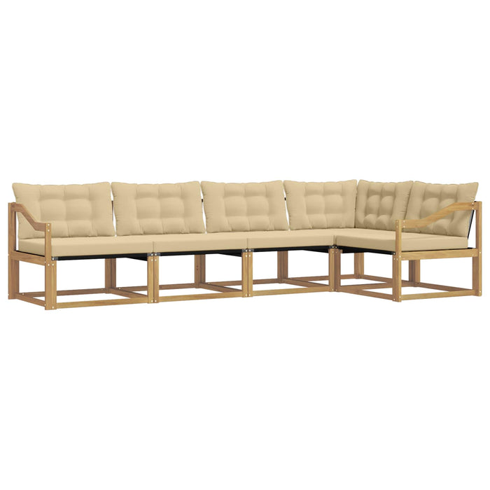 Set de canapele de exterior cu pernă 5 pcs Alb și Bej WALTI