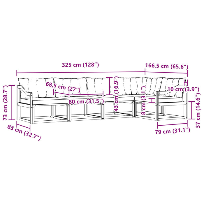 Set de canapele de exterior cu pernă 5 pcs Alb și Bej WALTI