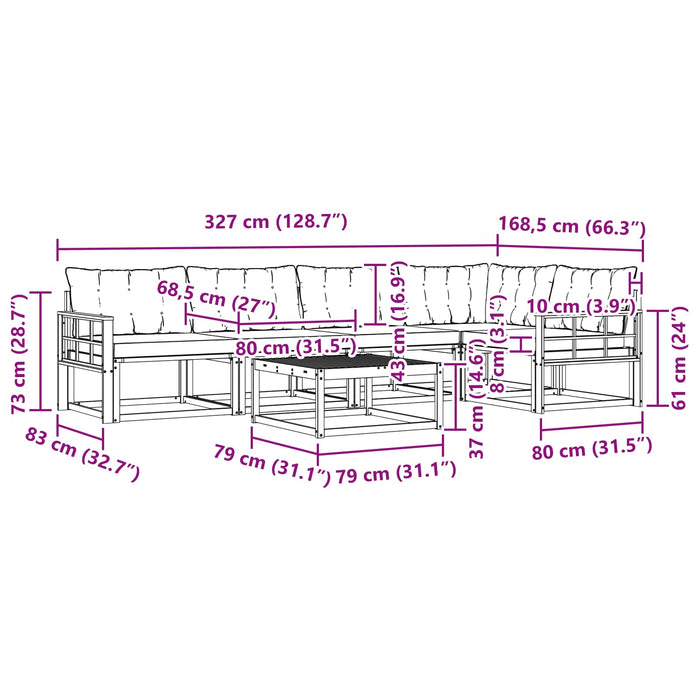 Set de canapele de exterior 6 pcs Alb și gri deschis WALTI