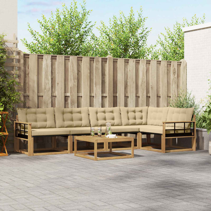 Set de canapele de exterior 6 pcs Alb și Bej 79 x 79 x 37 cm WALTI
