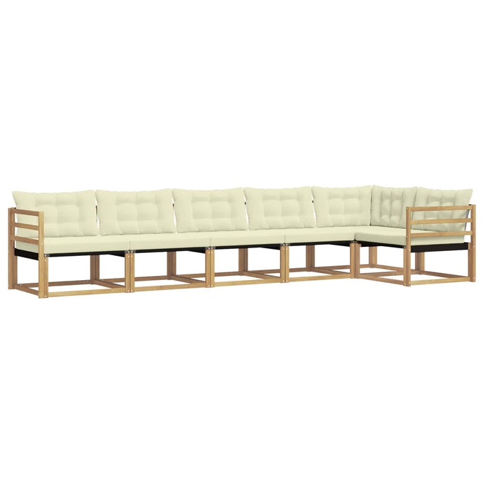 Set de canapele de exterior cu pernă 6 pcs Alb și crem WALTI