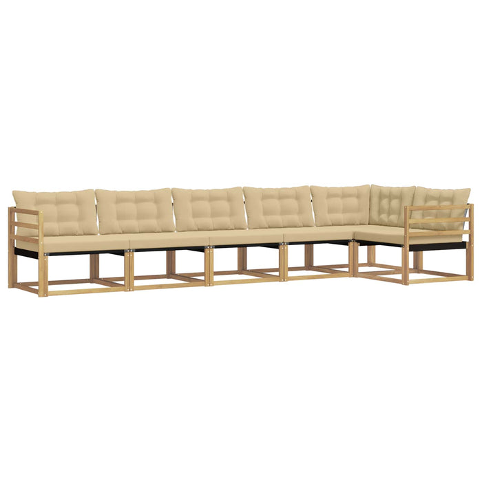 Set de canapele de exterior cu pernă 6 pcs Alb și Bej WALTI