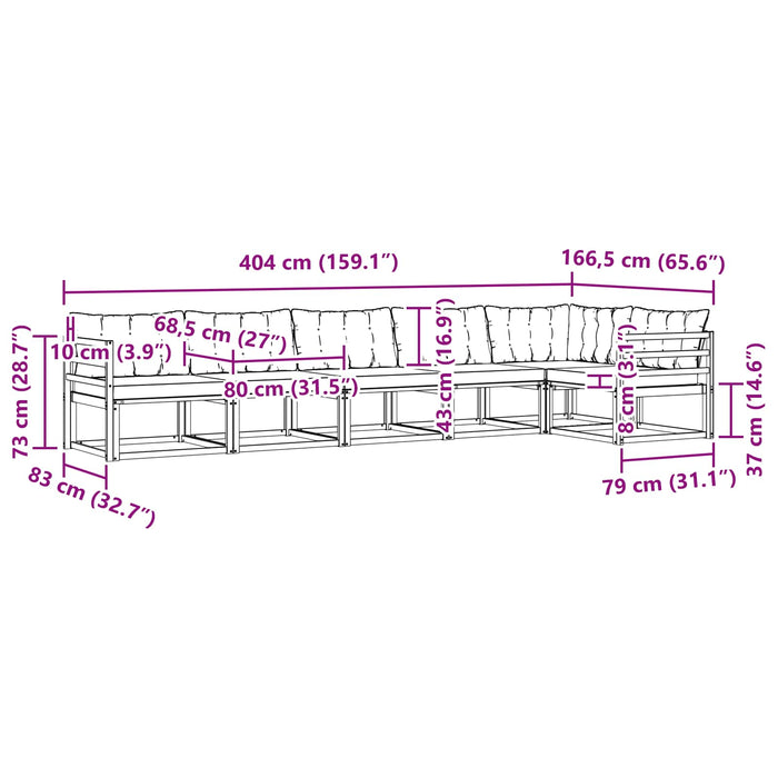 Set de canapele de exterior cu pernă 6 pcs Alb și Bej WALTI