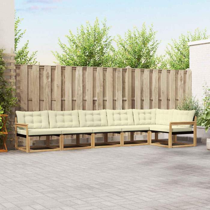 Set de canapele de exterior cu pernă 6 pcs Alb și crem WALTI