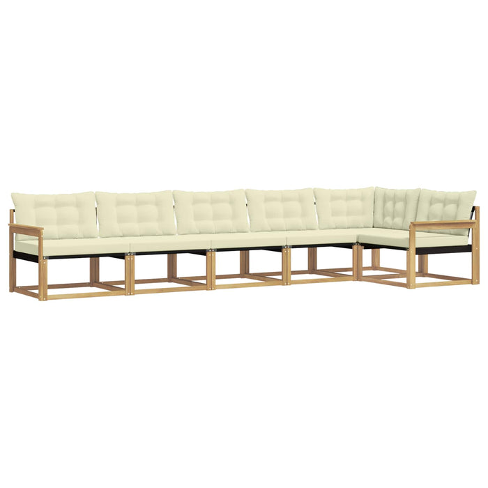 Set de canapele de exterior cu pernă 6 pcs Alb și crem WALTI