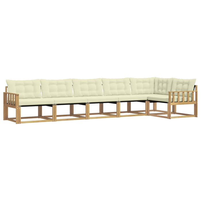 Set de canapele de exterior cu pernă 6 pcs Alb și crem WALTI