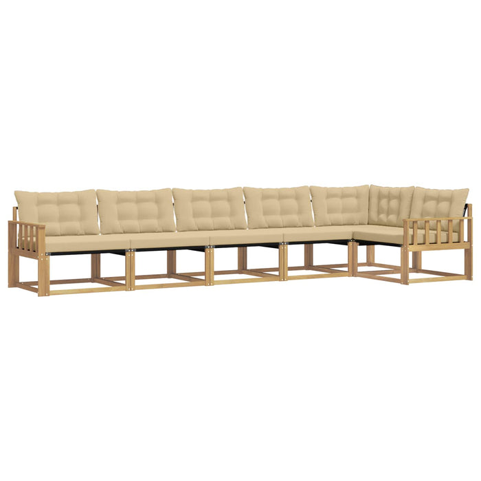 Set de canapele de exterior cu pernă 6 pcs Alb și Bej WALTI