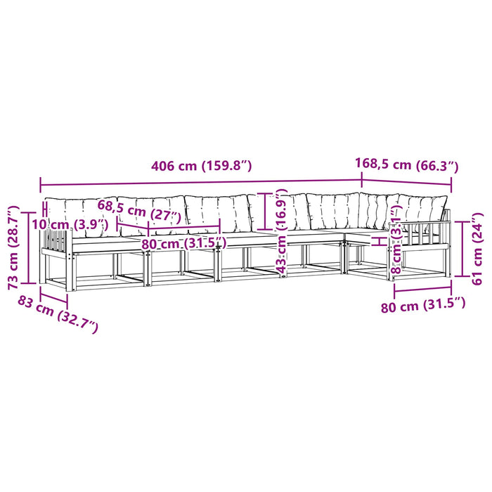 Set de canapele de exterior cu pernă 6 pcs Alb și Bej WALTI