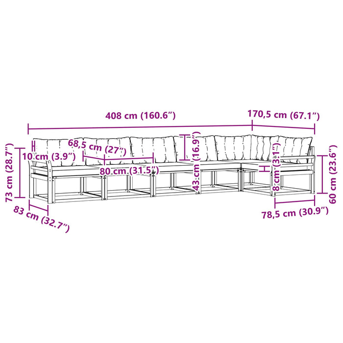 Set de canapele de exterior cu pernă 6 pcs Alb și crem WALTI