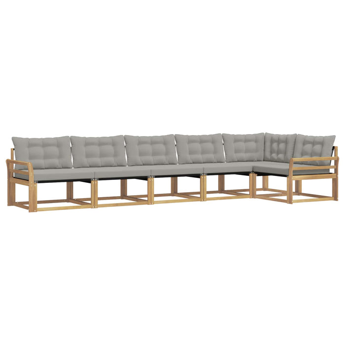 Set de canapele de exterior cu pernă 6 pcs Alb și gri deschis WALTI