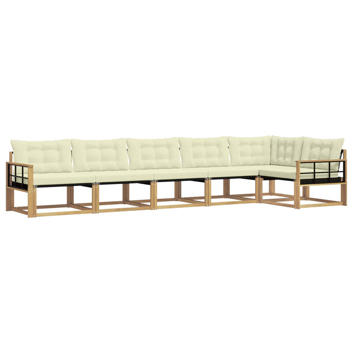 Set de canapele de exterior cu pernă 6 pcs Alb și crem WALTI