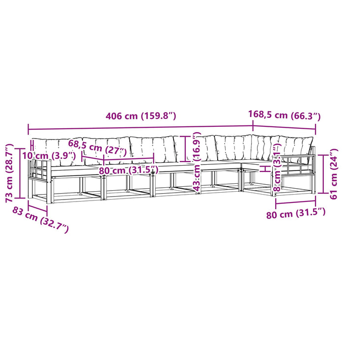 Set de canapele de exterior cu pernă 6 pcs Alb și gri deschis WALTI