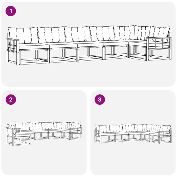 Set de canapele de exterior cu pernă 6 pcs Alb și gri deschis WALTI