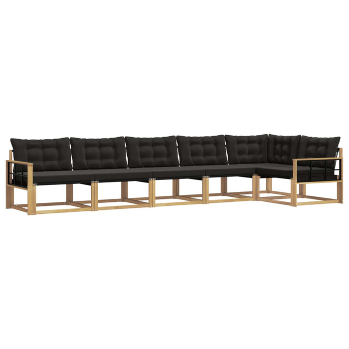 Set de canapele de exterior cu pernă 6 pcs Alb și negru WALTI