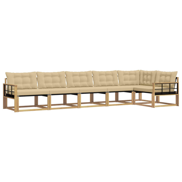 Set de canapele de exterior cu pernă 6 pcs Alb și Bej WALTI