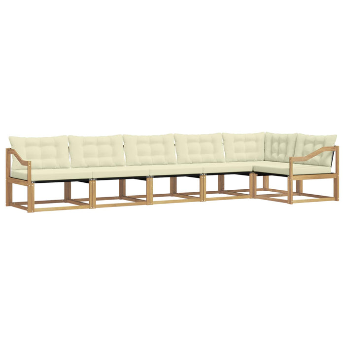 Set de canapele de exterior cu pernă 6 pcs Alb și crem WALTI