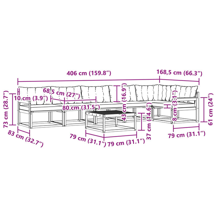 Set de canapele de exterior 7 pcs Alb și crem 79 x 79 x 37 cm WALTI