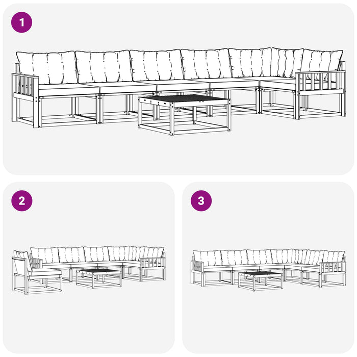 Set de canapele de exterior 7 pcs Alb și Bej 79 x 79 x 37 cm WALTI