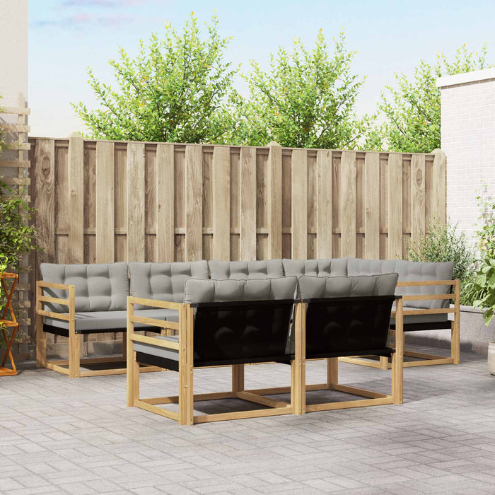 Set de canapele de exterior cu pernă 7 pcs Alb și gri deschis WALTI