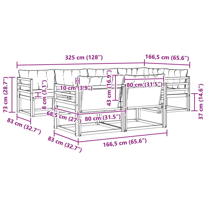 Set de canapele de exterior cu pernă 7 pcs Alb și gri deschis WALTI