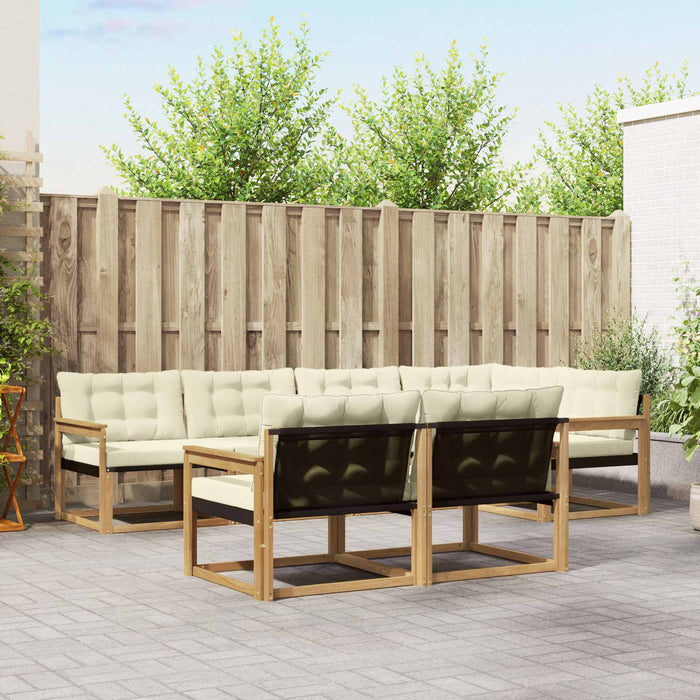 Set de canapele de exterior cu pernă 7 pcs Alb și crem WALTI
