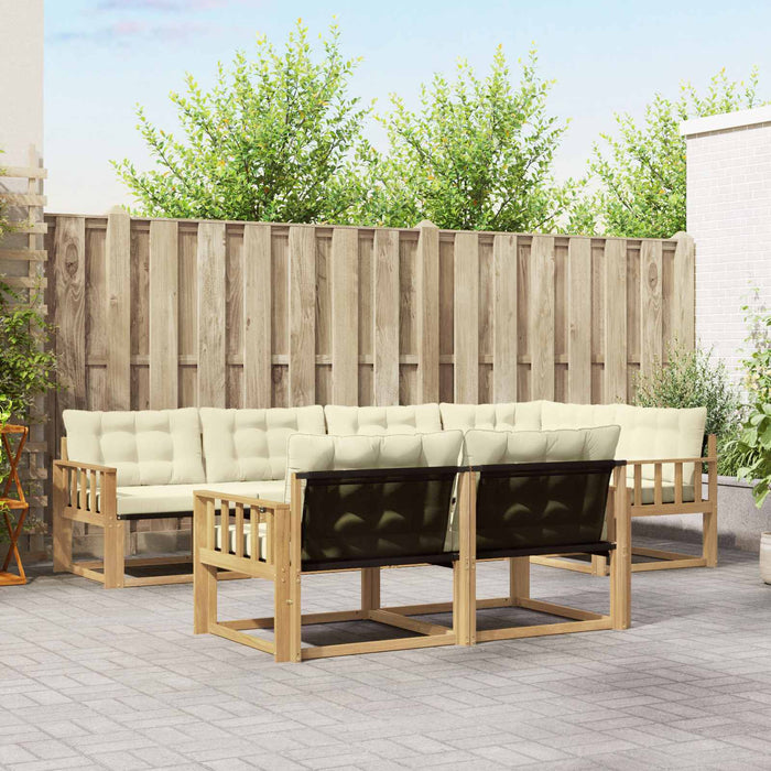 Set de canapele de exterior cu pernă 7 pcs Alb și crem WALTI