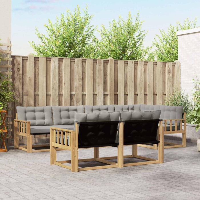 Set de canapele de exterior cu pernă 7 pcs Alb și gri deschis WALTI