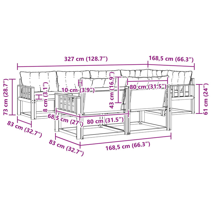 Set de canapele de exterior cu pernă 7 pcs Alb și gri deschis WALTI