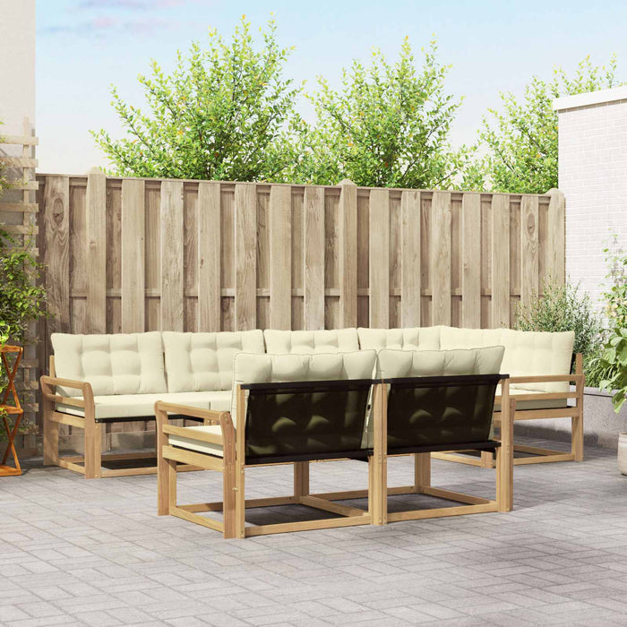Set de canapele de exterior cu pernă 7 pcs Alb și crem WALTI