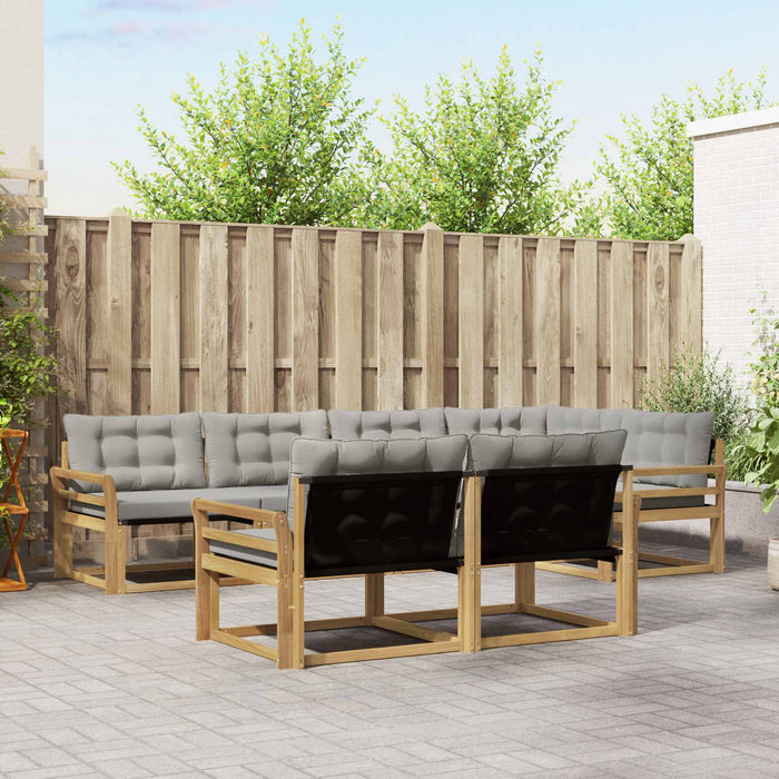 Set de canapele de exterior cu pernă 7 pcs Alb și gri deschis WALTI
