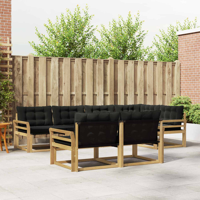 Set de canapele de exterior cu pernă 7 pcs Alb și negru WALTI