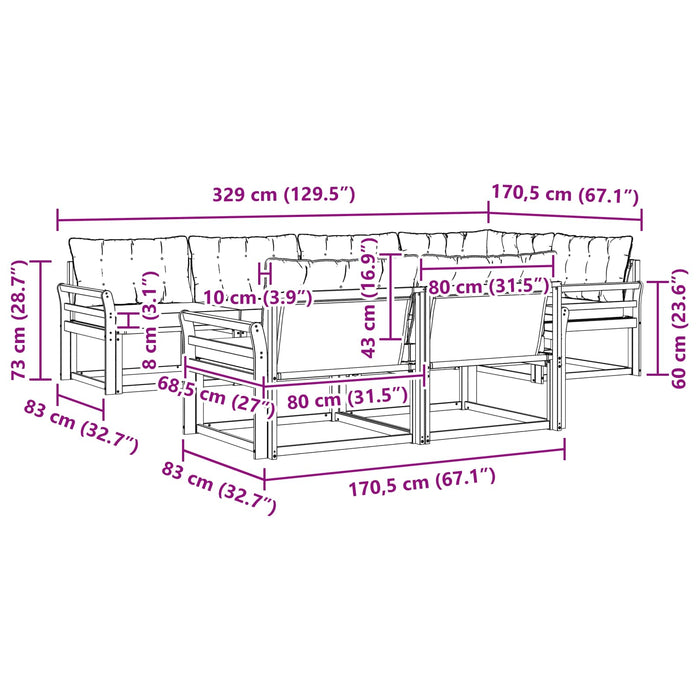 Set de canapele de exterior cu pernă 7 pcs Alb și Bej WALTI