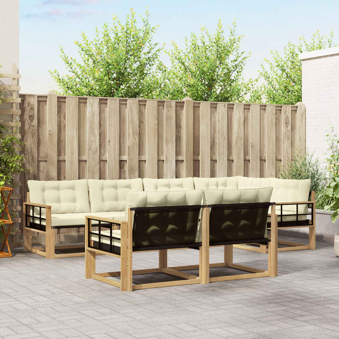 Set de canapele de exterior cu pernă 7 pcs Alb și crem WALTI