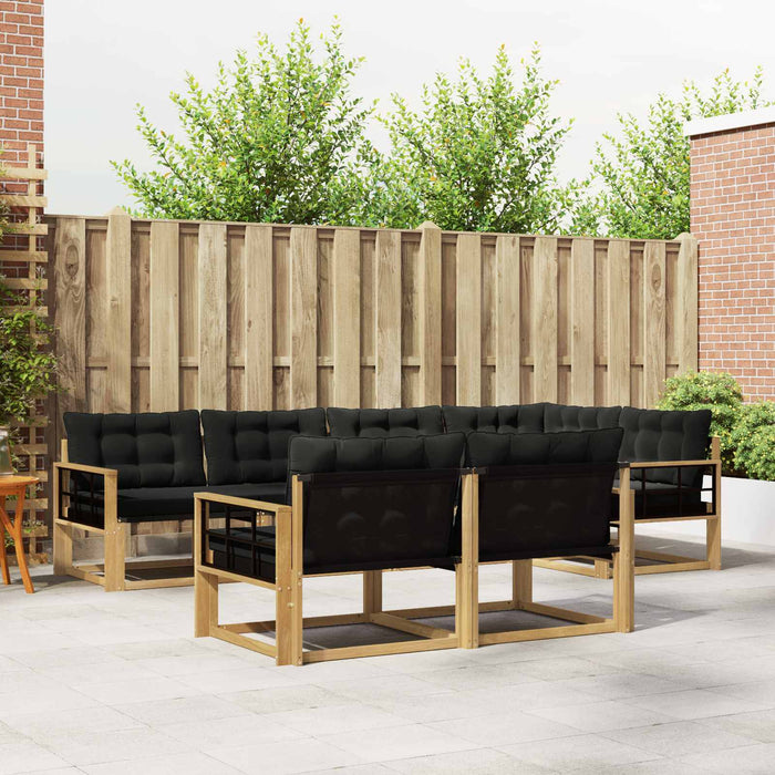 Set de canapele de exterior cu pernă 7 pcs Alb și negru WALTI