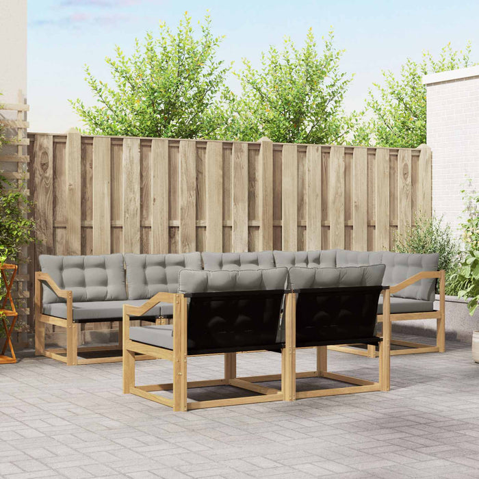 Set de canapele de exterior cu pernă 7 pcs Alb și gri deschis WALTI