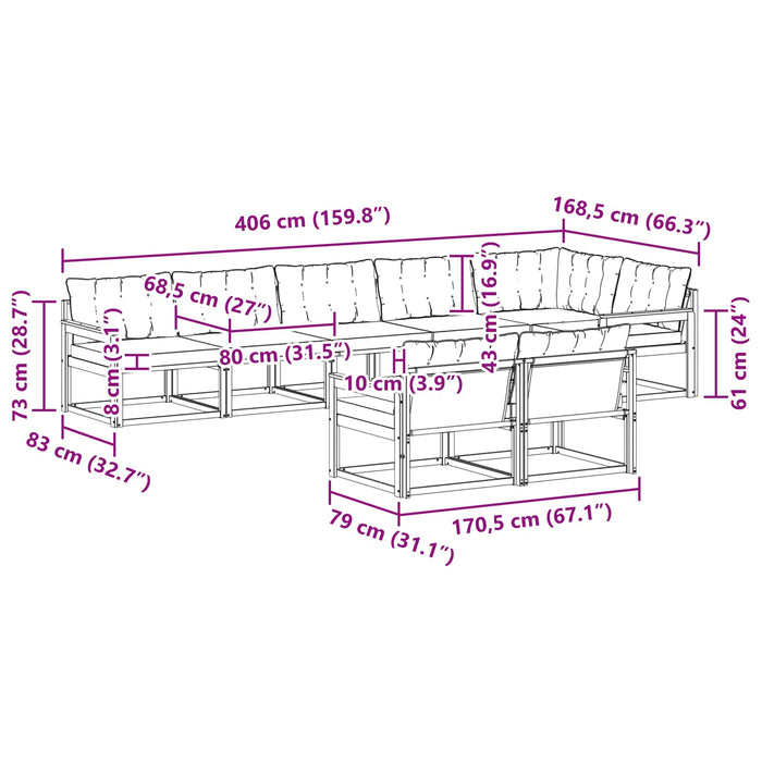 Set de canapele de exterior cu pernă 8 pcs Alb și gri deschis WALTI