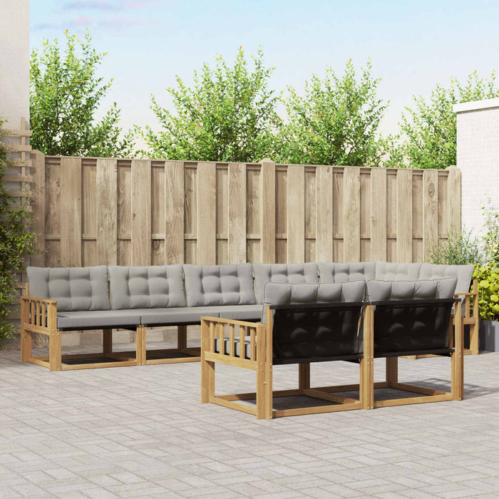 Set de canapele de exterior cu pernă 8 pcs Alb și gri deschis WALTI