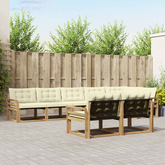 Set de canapele de exterior cu pernă 8 pcs Alb și crem WALTI