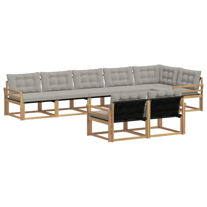Set de canapele de exterior cu pernă 8 pcs Alb și gri deschis WALTI