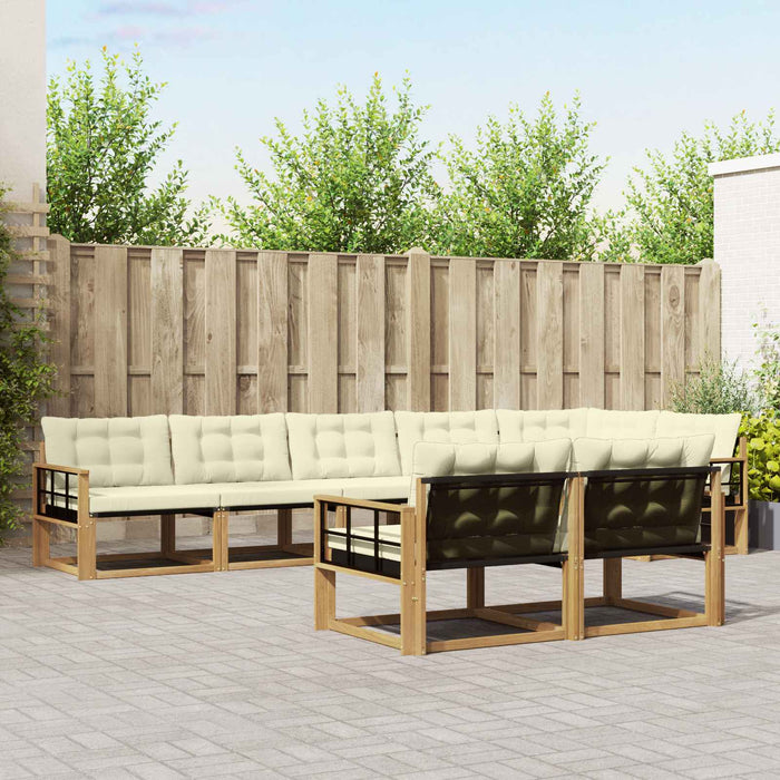 Set de canapele de exterior cu pernă 8 pcs Alb și crem WALTI
