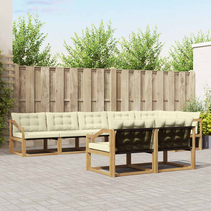 Set de canapele de exterior cu pernă 8 pcs Alb și crem WALTI