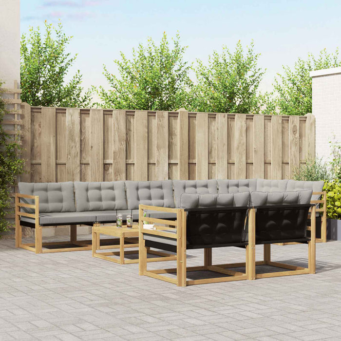 Set de canapele de exterior 9 pcs Alb și gri deschis WALTI