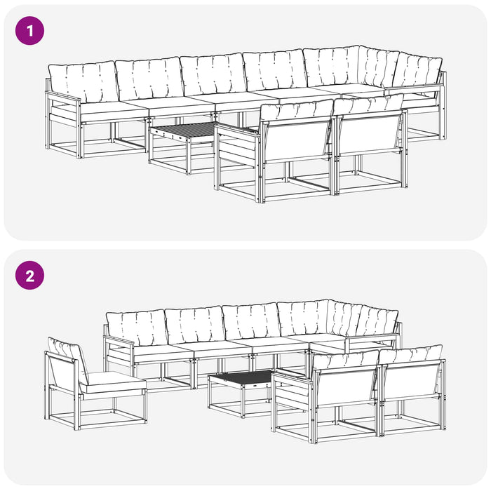 Set de canapele de exterior 9 pcs Alb și Bej 79 x 79 x 37 cm WALTI